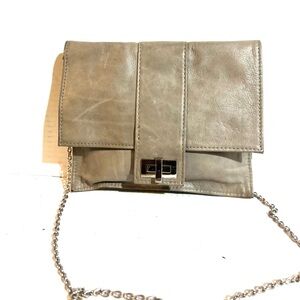 Elegant Gray Leather Crossbody Bag